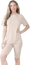 Womens Oversized T-shirt Cycling Shorts Ladies Active Gym Sports Co Ord Set UK