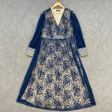 Shein Curve Dress Womens XL Extra Large Blue Lace Lined Long Sleeve Midi 55323