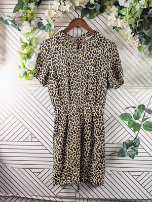 ganni mini dress leopard GANNI Leopard Print Lam Dress