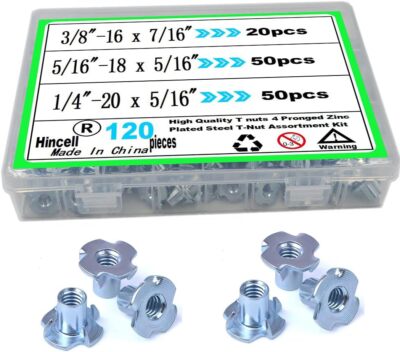 Socell 100pcs 5/16-18 X 5/16 T-Nut Kit | Zinc Plated Steel 4-Prong Tee Nuts For Wood, Furniture, Rock Climbing Holds - View #11
