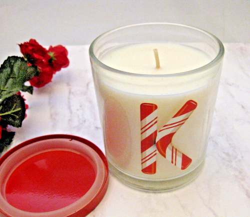 LYGHT CANDLE Co Letter "K" CANDY CANE RED 10 oz Christmas Valentine Day NEW - Picture 2 of 3