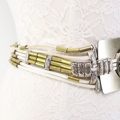 Tribal Waist Belt M L Brass Silver Tone Multi Strand Layered  display picture 3