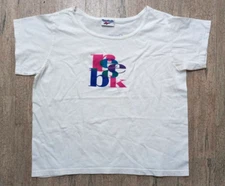 Vintage 90s Reebok Crop Top T-Shirt Large Boxy Fit White Graphic-Tee