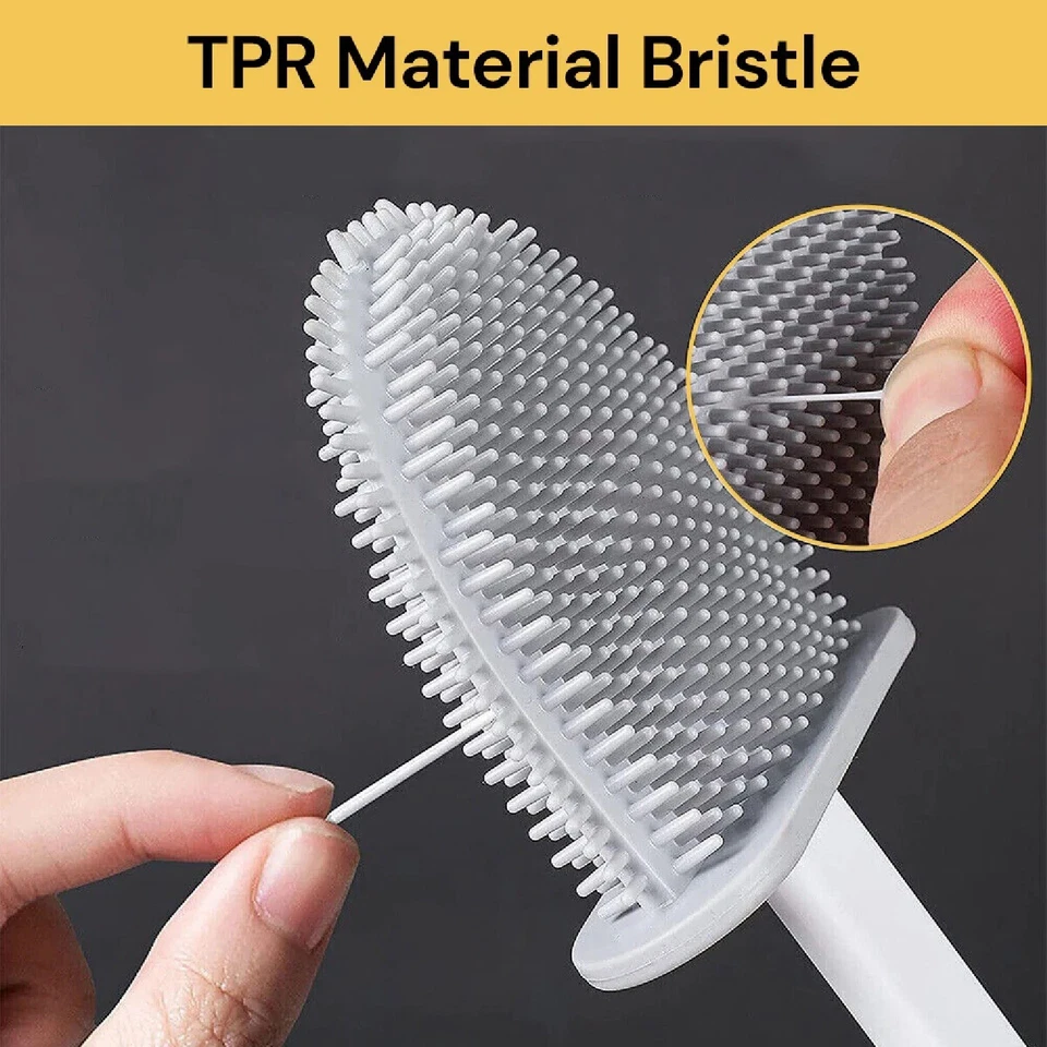 Bathroom Silicone Bristles Toilet Cleaning Brush Flex with Holder Creative - image 4 of 4