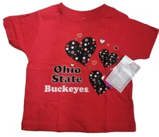 Two Feet Ahead Baby Newborn Ohio State Buckeyes Hearts T-Shirt TEE 6 Months New