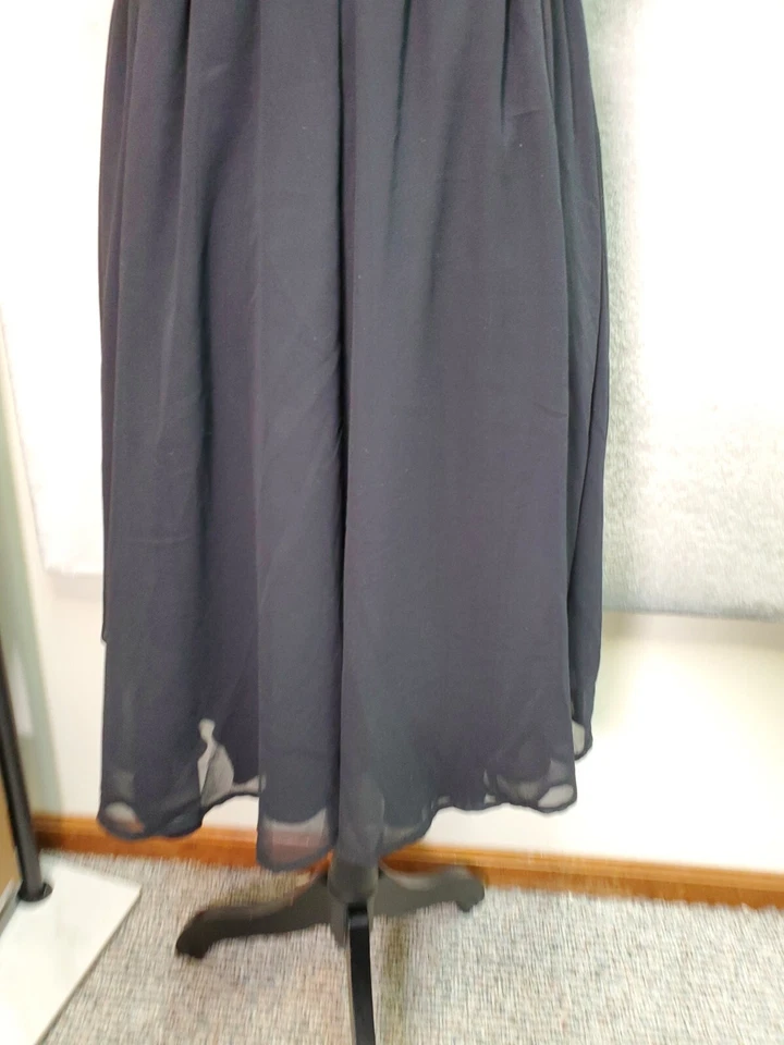 Johnny Martin Party Dress Womens Sz 11 Black Lined Pleated Wrap V Neck With Bows — 第 3/4 张图片