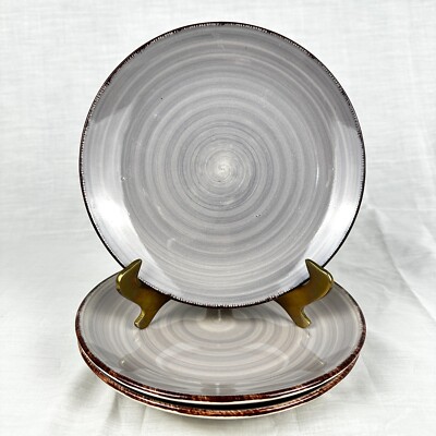 ROYAL NORFOLK 8  Salad Plates Aubergine Spiral Stoneware Set of Three