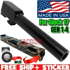 USA MADE Black Nitride Barrel for GL0CK 17 GEN 1-4 - 9mm GREAT FOR LEAD & COPPER