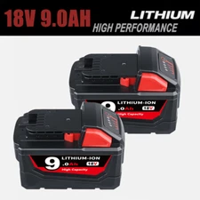2X 9Ah For Milwaukee M18 Lithium XC 18Volt Extended Capacity Battery 48-11-1860