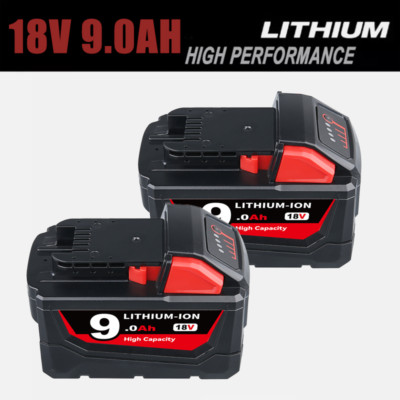 2X 9Ah For Milwaukee M18 Lithium XC 18Volt Extended Capacity Battery 48-11-1860