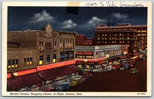 1947 Market Avenue Shopping Center Night Canton Ohio VINTAGE Postcard 4174