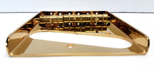 Brio Gold Tele Bridge Vintage Style 3 Brass Saddles - Picture 4 of 5