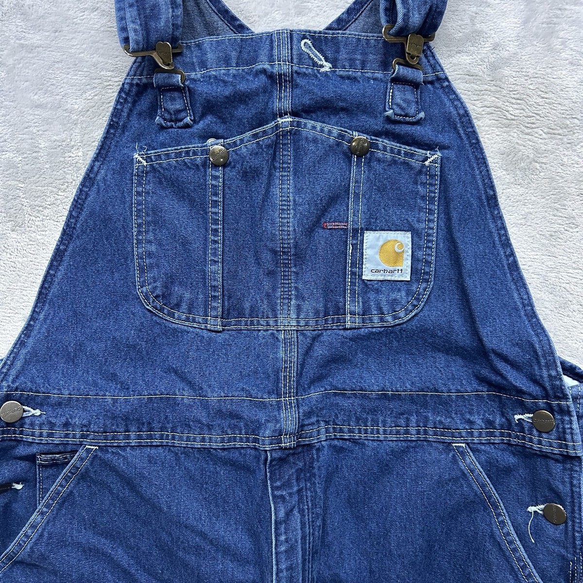 Carhartt Bib Overalls Men's 38x30 Blue Denim Jeans R07-DST