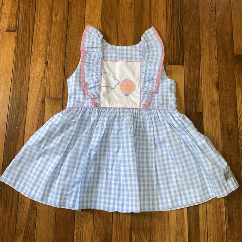 Eleanor Rose Adalyn Embroidered Hot Air Balloon Gingham Ruffle Tool Size 8-10
