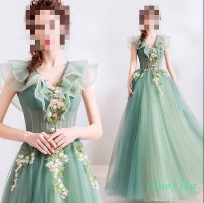 Women's Princess Fairy Wedding Long Dress Puffy Banquet Prom Gown Flower  Clothes | eBay