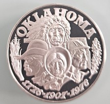 Oklahoma Sterling Silver Coin 33 Grams Of 925 round 1 oz 93.31 per troy oz