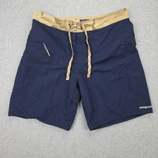 Patagonia Wavefarer Board Shorts Mens 31 Blue Drawstring Pockets Lightweight