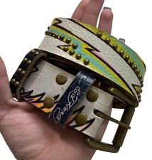 Vintage Ed Hardy Leather Belt w Eagle /Skull /Snake Women's Large Y2K