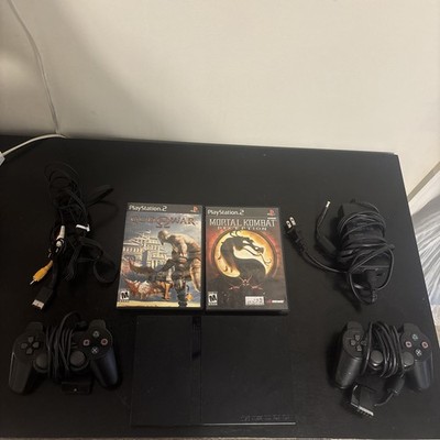 PS2 Slim Console - Tested-Working, 2 Controller, GodOfWar & MortalKombat Bundle