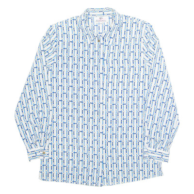 VALENTINE Damen Hemd Blau Geometrisch Langarm Mit Kragen Größe S