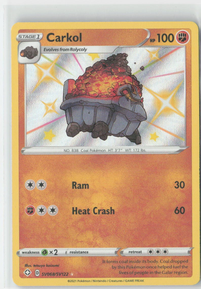 Carkol SV068/SV122 Shiny Rare Shining Fates Shiny Vault Pokemon Holo Near Mint