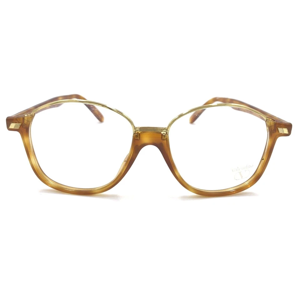 Monturas de gafas redondas doradas Caremel Valentino MOD VG18 94 53-16 140 Italia NUEVO Foto 2 de 4