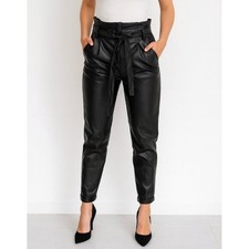 Almost Famous NWT Faux Leather Pants Black High Rise Tie Waist Tapered Women  s