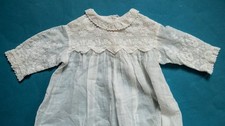 Vintage Christening Gown Fancy Lace Collar Sleeves Hem 36" Long