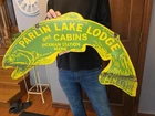 RARE LARGE DOUBLE-SIDED VINTAGE PARLIN LAKE  PORCELAIN SIGN 30"X15"