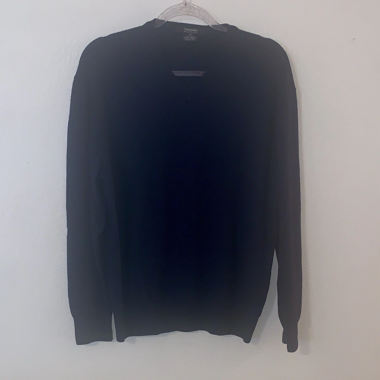 Giorgiolini 100% wool merino wool extra fine Men's Navy Sweater Italy v-neck
