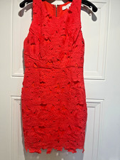 ASTR The Label Red Orange Lace Overlay Sleeveless Short Dress Size Small