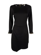 RACHEL Rachel Roy Women's Long Sleeve Cut Out Back Dress (4, Black)