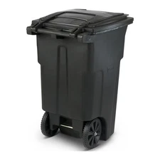 Residential Heavy Duty Two Wheeled Garbage Trash Can 64 Gallon with Wheels & Lid