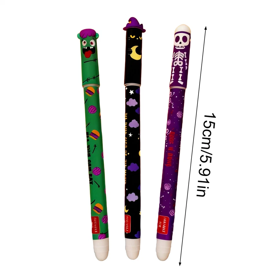 3 Stück löschbare Schulbedarf-Schreibwaren-Gelstifte mit Fledermaus-Imp-Design - Bild 2 von 4