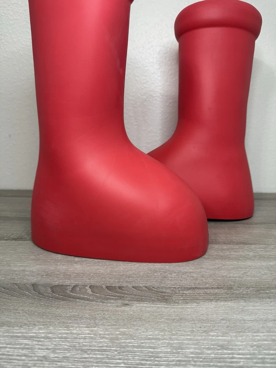 MSCHF Red Rubber Men\'s  Boots Round Toe Pull On Solid s-l1200.jpg main image 3