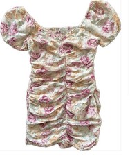 American Eagle Mini Dress M Floral Cotton Linen Puff Sleeve Festival Coachella