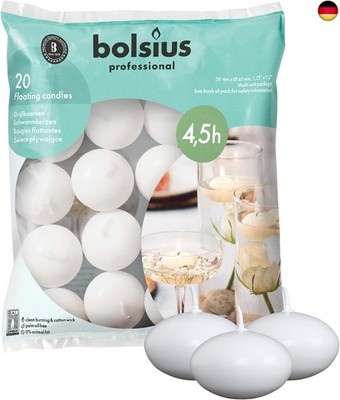 Bolsius Floating Candles, Bag 20 , ''White''