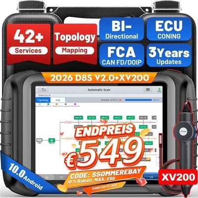 XTOOL D8S XV200 OBD2-Scanner Bidirektionales Scan Topologiekarte ECU-Codierung