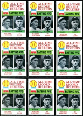 1979 Topps Baseball #414 ATRH BATTING AVG ROGERS HORNSBY TY COBB HOF 18 Count
