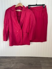Vintage Christian Dior Skirt Suit 100 Blazer Sz 10 Skirt Sz 12 Pink USA