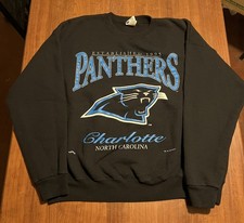 VTG Carolina Panthers Sweatshirt XL Black Crew Neck 1995 NFL Nutmeg