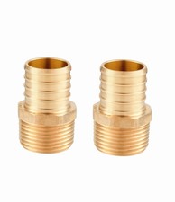 2 Pack PEX 1 Inch x 1 Inch NPT Male Brass Barb Crimp Fittings ASTM F1807