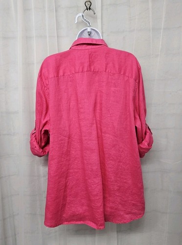 Lauren Ralph Lauren Blouse Pink Popover Linen Preppy Minimalist Beach Summer 2X - Bild 6 von 10
