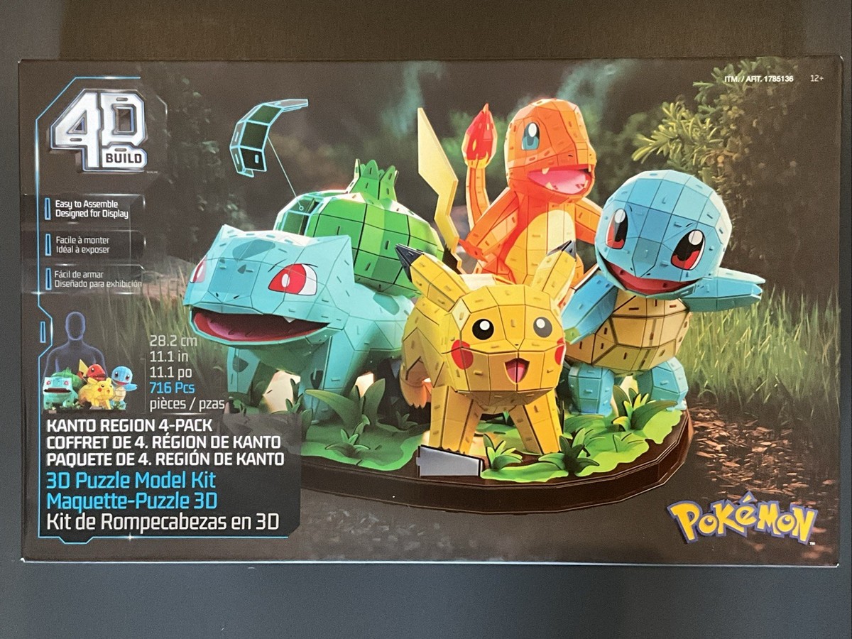 4D Build Pokemon Puzzle Model Kit! Kanto Region 4-pack In 1 Box
