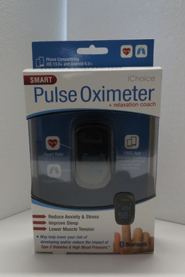 New iChoice Smart Pulse Oximeter Heart Oxygen Calm Stress Bluetooth Anxiety