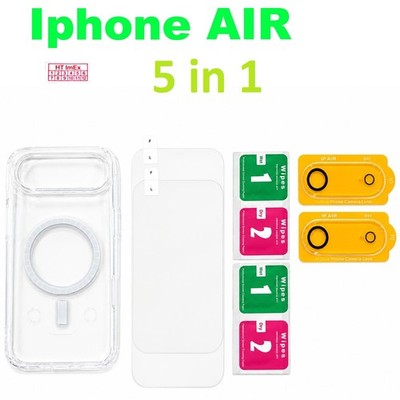 5in1 Magnetic Case 2x Tempered Glass 2x Camera Lens Protector for iPhone Air