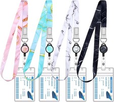 4 Pack Cruise Lanyard for Ship Cards Marble Cute Lanyards with Retractable Badge