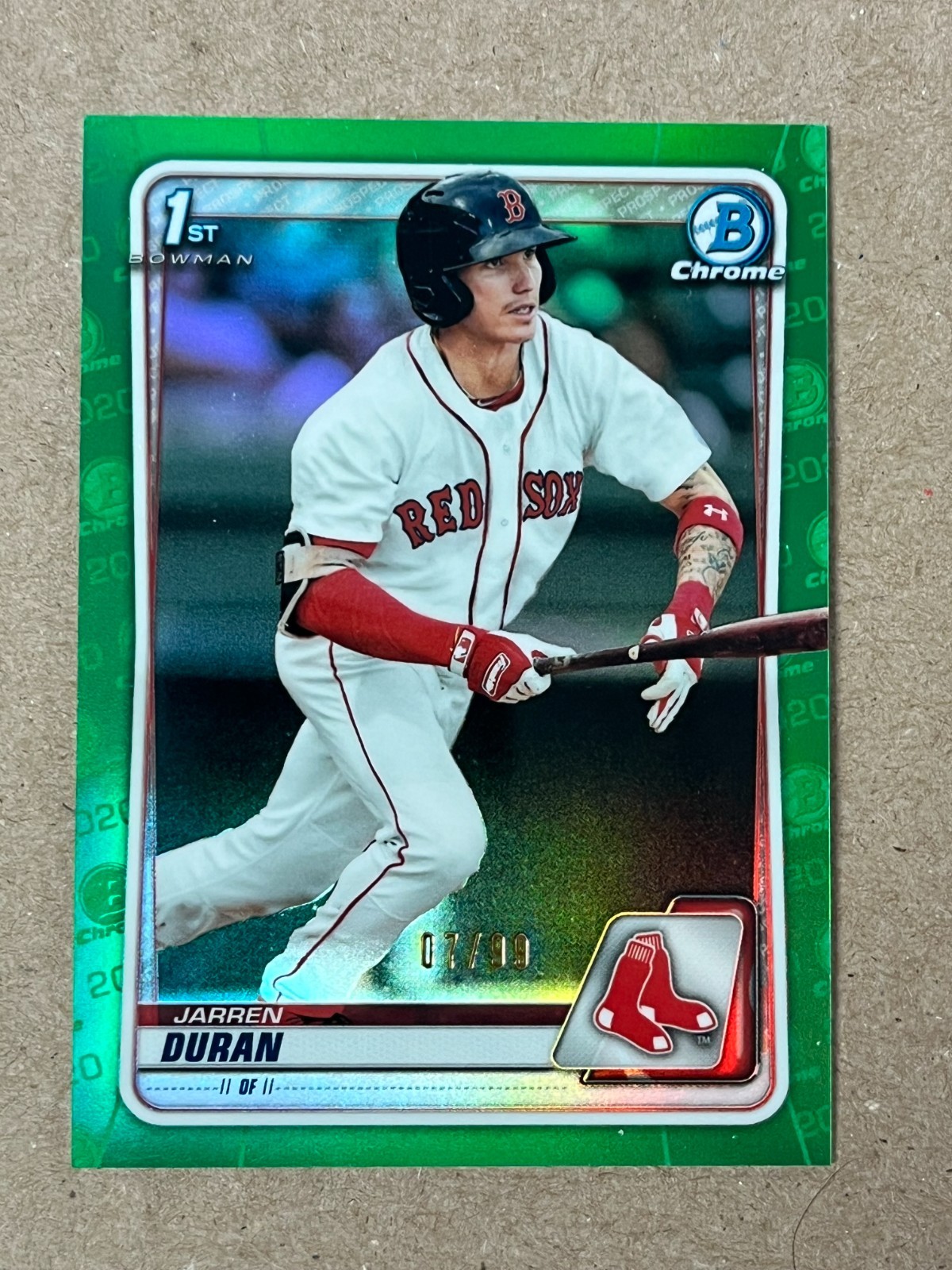 2020 Bowman Chrome Jarren Duran #BCP-144 Green /99 Red Sox