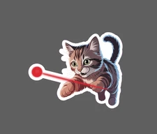 Cat Chasing Laser Sticker Waterproof Decal Animal Pet Playing Gift NEW
