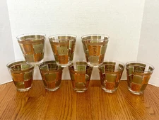Vtg Lot of 8 George Briard Lowball Flared 4” Glasses – Celeste Gold – Read Desc.